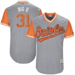 Men's Baltimore Orioles Ubaldo Jimenez Big U Majestic Gray 2017 Players Weekend Authentic Jersey