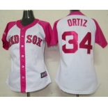Boston Red Sox #34 David Ortiz 2012 Fashion Womens by Majestic Athletic Jersey
