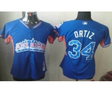 Boston Red Sox #34 David Ortiz 2013 All-Star Blue Womens Jersey