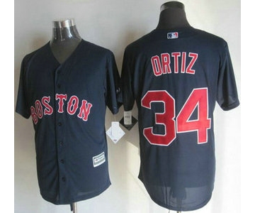 Men's Boston Red Sox #34 David Ortiz Alternate Navy Blue 2015 MLB Cool Base Jersey