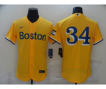 Men's Boston Red Sox #34 David Ortiz Gold 2021 City Connect Stitched MLB Flex Base Nike Jersey