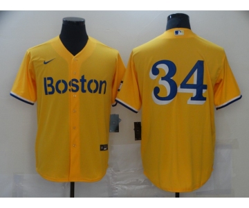 Men's Boston Red Sox #34 David Ortiz Gold 2021 City Connect Stitched MLB Flex Base Nike Jerseys