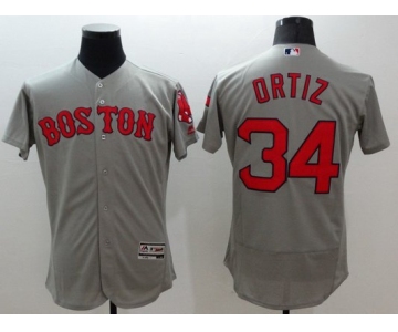 Men's Boston Red Sox #34 David Ortiz Gray Flexbase 2016 MLB Player Jersey