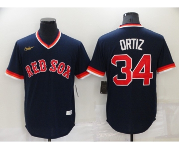 Men's Boston Red Sox #34 David Ortiz Navy Blue Cooperstown Collection Stitched Throwback Jersey