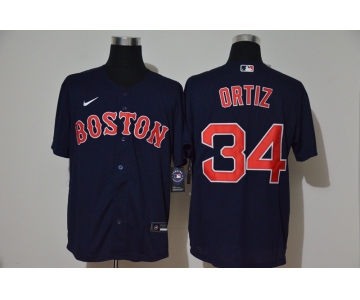 Men's Boston Red Sox #34 David Ortiz Navy Blue Stitched MLB Cool Base Nike Jersey
