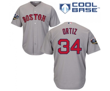 Red Sox #34 David Ortiz Grey New Cool Base 2018 World Series Stitched MLB Jersey