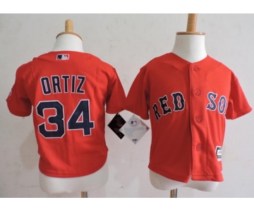 Toddler Boston Red Sox #34 David Ortiz Red Majestic Cool Base Baseball Jersey