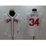 Women's Boston Red Sox #34 David Ortiz White With Pink Mother's Day Stitched MLB Majestic Cool Base Jersey