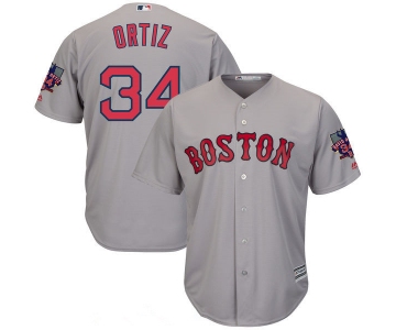Youth Boston Red Sox #34 David Ortiz Gray Road Stitched MLB Majestic Cool Base Jersey with Retirement Patch