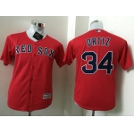 Youth Boston Red Sox #34 David Ortiz Name Red Stitched MLB Majestic Cool Base Jersey