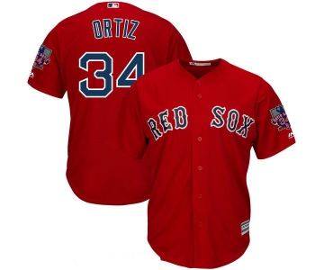 Youth Boston Red Sox #34 David Ortiz Red Stitched MLB Majestic Cool Base Jersey with Retirement Patch