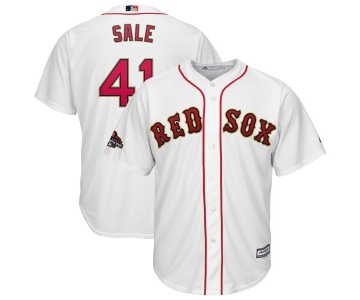 Men's Boston Red Sox 41 Chris Sale White 2019 Gold Program Cool Base Jersey