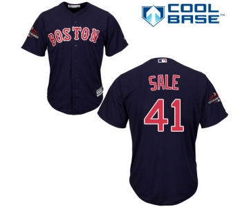 Red Sox #41 Chris Sale Navy Blue Cool Base 2018 World Series Champions Stitched Youth Baseball Jersey