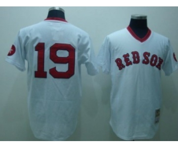 Boston Red Sox #19 Fred Lynn 1975 White Throwback Jersey