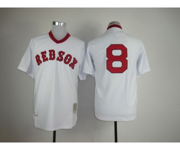 Boston Red Sox #8 Carl Yastrzemski 1975 White Throwback Jersey