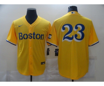 Men Boston Red Sox 23 No name Yellow Game 2021 Nike MLB Jerseys