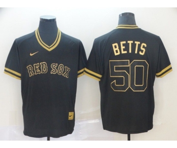 Men Boston Red Sox 50 Betts Black gold Game Nike 2022 MLB Jersey