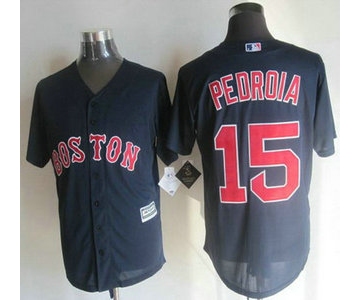 Men's Boston Red Sox #15 Dustin Pedroia Alternate Navy Blue 2015 MLB Cool Base Jersey