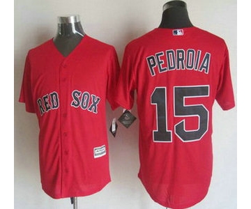 Men's Boston Red Sox #15 Dustin Pedroia Alternate Red 2015 MLB Cool Base Jersey