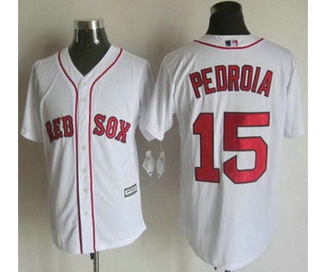 Men's Boston Red Sox #15 Dustin Pedroia Home White 2015 MLB Cool Base Jersey