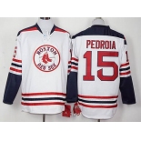 Men's Boston Red Sox #15 Dustin Pedroia Home White Long Sleeve Baseball Jersey