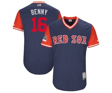 Men's Boston Red Sox 16 Andrew Benintendi Benny Majestic Navy 2018 Players' Weekend Authentic Jersey