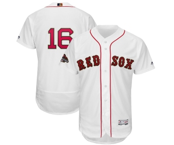 Men's Boston Red Sox 16 Andrew Benintendi White 2019 Gold Program FlexBase Jersey