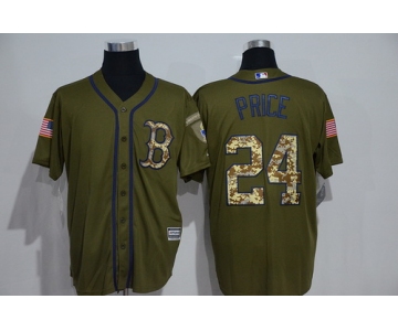 Men's Boston Red Sox #24 David Price Green Salute to Service Majestic Baseball Jersey