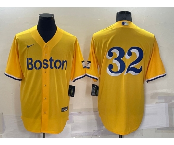 Men's Boston Red Sox #32 Matt Barnes Gold No Name 2021 City Connect Stitched MLB Cool Base Nike Jersey