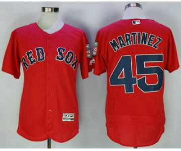 Men's Boston Red Sox #45 Pedro Martinez Retired Red Stitched MLB 2016 Majestic Flex Base Jersey