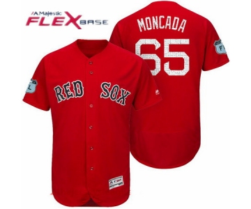 Men's Boston Red Sox #65 Yoan Moncada Red 2017 Spring Training Stitched MLB Majestic Flex Base Jersey