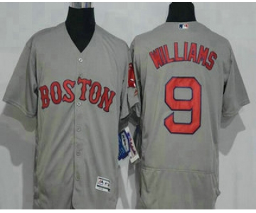 Men's Boston Red Sox #9 Ted Williams Retired Gray Road Stitched MLB 2016 Majestic Flex Base Jersey