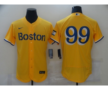 Men's Boston Red Sox #99 Alex Verdugo Gold 2021 City Connect Stitched MLB Flex Base Nike Jersey
