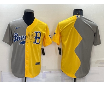 Men's Boston Red Sox Blank Grey Yellow Split Cool Base Stitched Jersey