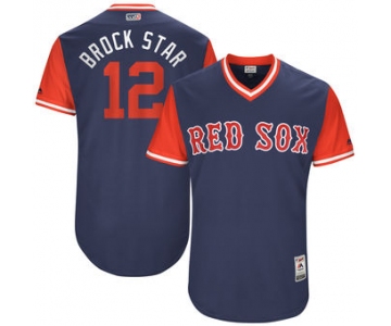 Men's Boston Red Sox Brock Holt Brock Star Majestic Navy 2017 Players Weekend Authentic Jersey
