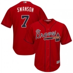 Braves #7 Dansby Swanson Red Cool Base Stitched Youth Baseball Jersey