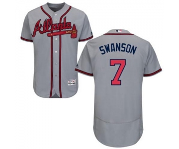 Men's Atlanta Braves #7 Dansby Swanson Grey Flexbase Authentic Collection Stitched MLB Jersey