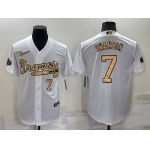 Men's Atlanta Braves #7 Dansby Swanson Number White 2022 All Star Stitched Cool Base Nike Jersey