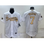 Men's Atlanta Braves #7 Dansby Swanson White 2022 All Star Stitched Flex Base Nike Jersey