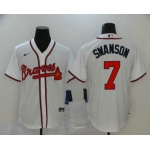 Men's Atlanta Braves #7 Dansby Swanson White Stitched MLB Cool Base Nike Jersey