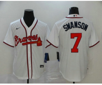 Men's Atlanta Braves #7 Dansby Swanson White Stitched MLB Cool Base Nike Jersey