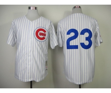 Chicago Cubs #23 Ryne Sandberg 1984 White Button Throwback Jersey