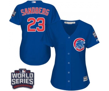 Cubs #23 Ryne Sandberg Blue Alternate 2016 World Series Bound Women's Stitched MLB Jersey
