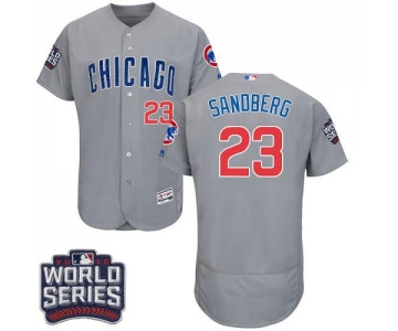 Cubs #23 Ryne Sandberg Grey Flexbase Authentic Collection Road 2016 World Series Bound Stitched MLB Jersey