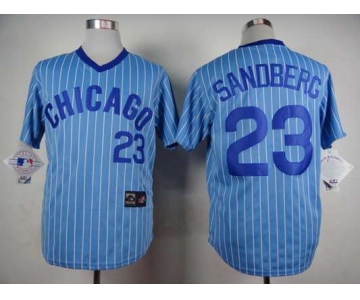 Men's Chicago Cubs #23 Ryne Sandberg 1988 Light Blue Majestic Jersey