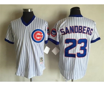 Men's Chicago Cubs #23 Ryne Sandberg 1988 White Pullover Stitched MLB Throwback Jersey By Mitchell & Ness