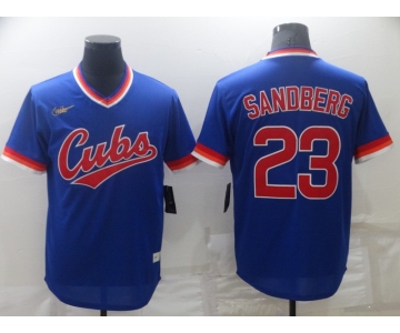 Men's Chicago Cubs #23 Ryne Sandberg Blue Cooperstown Collection Stitched Throwback Jersey