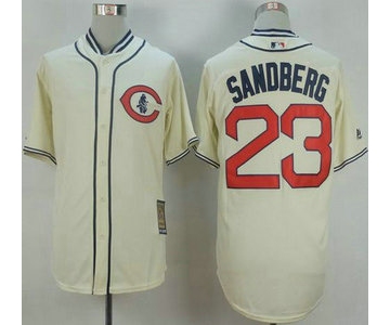 Men's Chicago Cubs #23 Ryne Sandberg Cream 1929 Turn Back The Clock Jersey