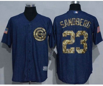 Men's Chicago Cubs #23 Ryne Sandberg Denim Blue Salute to Service Stitched MLB Jersey