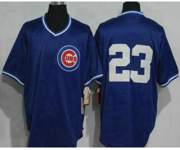 Men's Chicago Cubs #23 Ryne Sandberg No Name Blue Pullover Throwback Jersey By Mitchell & Ness